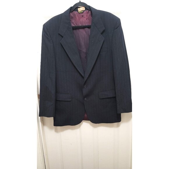 John Clarendon Mens Navy Pinstripe Wool Suit Jacket Size 42L Classic Fit - Picture 2 of 15